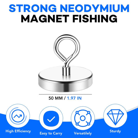 Beast Magnet Fishing Kit With 300 Lb Neodymium Rare Earth Magnets Countersunk Hole Eyebolt, strong neodymium, easy to carry
