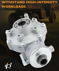 Rock Solid Rear Differential Assembly For Suzuki Ozark Ltf250 And Quadsport Ltz250 Atv 2002 To 2014 viewed from the side, showcasing its durable steel design.