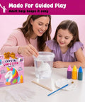 Grow Your Own Unicorn Crystal With This Hands On STEM Kit For Kids Ages 8 12 A Fun Screen Free Science Craft That Merges Science And Art Perfect Birthday Gift Or Summer Vacation Activity For Curious Young Makers. Adult and child with unicorn crystal STEM kit