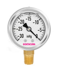 Goatacura glycerin-filled vacuum pressure gauge, 2 inch dial, stainless steel case, 1/4 inch NPT lower mount