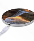 10W Fast Wireless Charger Pad Ultra Slim Portable Charging Station For Phone with scenic design, 3.9 inches wide