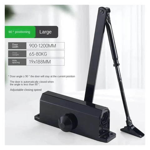 Hydraulic Buffer Door Closer With Adjustable Speed Quiet Soft Close Door Hardware for 65-80Kg, black metal body