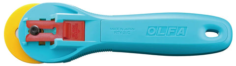 45mm Quick Change Rotary Cutter with Blade Cover for Crafts, Sewing and Quilting, Ultra Sharp Tungsten Blade, aqua handle view
