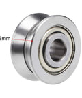 Heavy Duty Double Row V Groove Ball Bearing Guide Pulley Fits 14mm Shaft with 18mm diameter showing precision design and pre lubrication.
