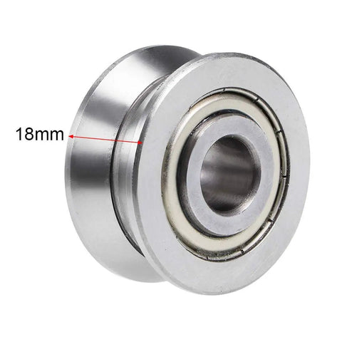Heavy Duty Double Row V Groove Ball Bearing Guide Pulley Fits 14mm Shaft with 18mm diameter showing precision design and pre lubrication.