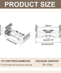 T5 Clip Bracket Hanger for LED Fluorescent Tubes Tube Holder Clamps for Aluminum Channel Fixtures with dimensions and details