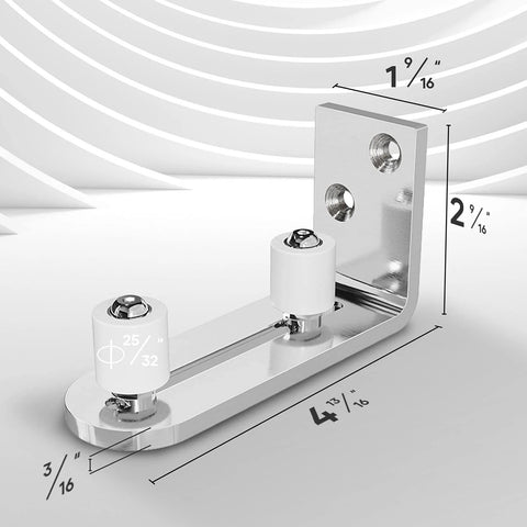 Bottom Floor Guide For Sliding Barn Door With Ball Bearing Adjustable Stay Roller, Wall Mount System, Flush Flat Bottom Design