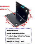Built Different Rock Solid Heavy Duty L Brackets Black Steel Corner Supports Two Pack For Countertops And Wood Furniture Shelving With Thick 5mm Pro Grade Mounting Hardware, 127x76x76mm.