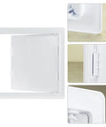 Crush Proof 12X12 Inch Abs Plastic Drywall Access Panel showing opened door and hinge system for easy access to plumbing and HVAC.
