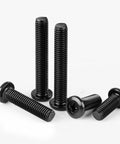Heavy Duty M4X10MM Flat Head Machine Screws With Black Oxide Coating And Phillips Drive for furniture assembly, showing five stainless steel screws.