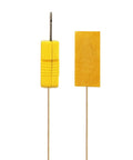 Two yellow K-Type sensor components: 0.25 mm surface-contact probe with ribbed grip; flat sticker sensor with lead.