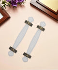 Slick Vintage Zinc Alloy Cabinet Pulls with White PU Leather Grip, 2 Pack on pink background