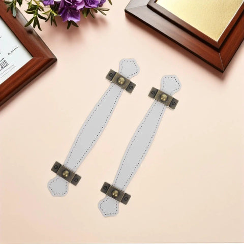 Slick Vintage Zinc Alloy Cabinet Pulls with White PU Leather Grip, 2 Pack on pink background