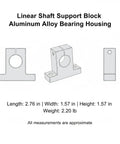 Rock Solid Aluminum Linear Shaft Support Block And Bearing Housing For Cnc Machine and Automation Setup, measuring 2.76 x 1.57 x 1.57 inches.