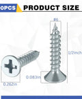 Kick Your Projects Into Gear With a Badass 500 Pack of Number Six X 1/2 Inch Flat Head Wood Screws showcasing size and dimensions.