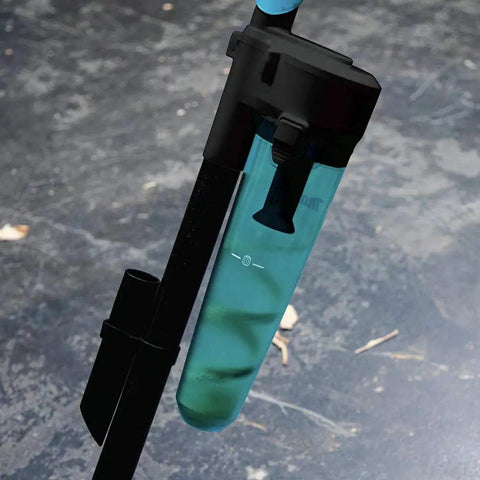 Cyclonic Vacuum Attachment For 18v And 12v Cordless Handheld Tools captures ninety percent dust with clear container and black mount.