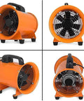 Badass Portable Fume Extractor With 220V High Velocity Industrial Blower For Garages And Workshops Plus Flexible PVC Duct To Straight Up Kick Serious Smoke Out Of Any Heavy Duty Commercial Space Fast, orange, compact blower fan.