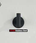 Front view of Matte Black Wall Mounted Towel Hook Made From 304 Stainless Steel