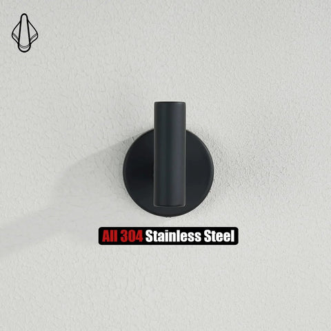 Front view of Matte Black Wall Mounted Towel Hook Made From 304 Stainless Steel