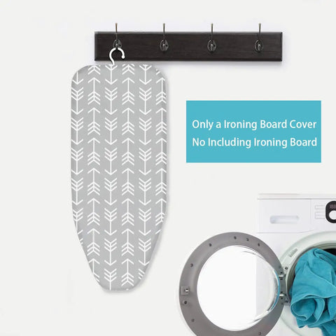 Tabletop Ironing Board Cover With Premium 4 Layer Pad Extra Thick Padding Heat Reflective And Stain Resistant, displayed on hook.