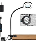 5X Magnifying Desk Clip Lamp With 10 Dimmable Brightness Levels And 3 Color Modes For Reading