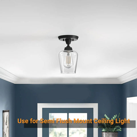 Two Pack Clear Glass Lamp Shade In Wine Cup Shape For Pendant Lights Chandeliers And Vanity Fixtures, mounted on ceiling
