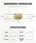 Trending Gold Finish Vanity Lights With Clear Glass Cylinder Shades Over Mirror Indoor Wall Sconce details and dimensions