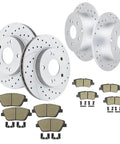 Front And Rear Drilled And Slotted Brake Rotors And Ceramic Brake Pads Kit For Hyundai Sonata And Kia Optima 2011 2015