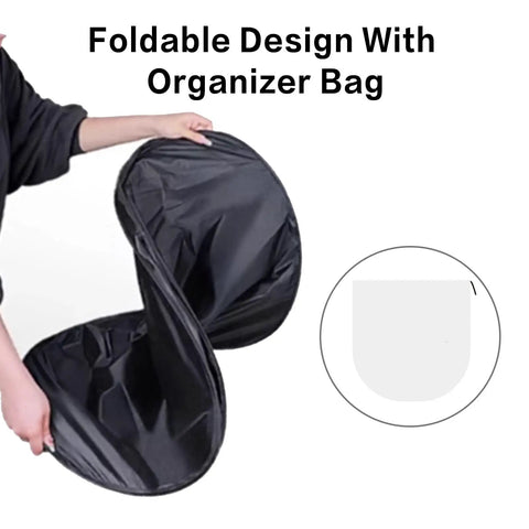 Tesla Model 3 And Model Y Front Window Sunshade 300T High Density Shade With Organizer Bag 2026, folded view with bag