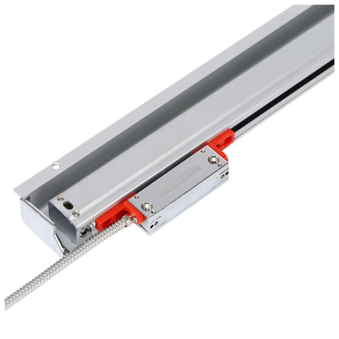 0.001mm Linear Glass Scale KA Series 70 To 420mm Travel With TTL 1um Optical Encoder Sensor Ruler For Grinders Mills Lathes And CNC Machines A Pro Grade Precision Measuring Tool For Accurate Positioning In Industrial Machining. aluminum linear glass scale with red carriage and cable