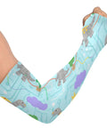 Dope Dinosaur Print UV Arm Sleeves With Anti Slip Ice Silk Cooling Covers, unisex fit, stretch material, ideal for outdoor activities.