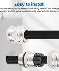 Two Pack 1/2 Inch NPT Stainless Steel Waterproof Cable Gland With Adjustable Glands IP68 Rated shown in use with black cables