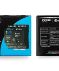 Front and back view of Industrial-Grade IoT Controller with RS485 Communication, digital IO, and analog inputs, packaged box