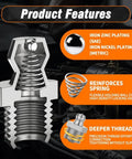 240 Piece SAE Grease Fittings Kit With G1/4 And G1/8 Zerk Fittings, cutaway view showing spring and threading features, iron zinc plating.