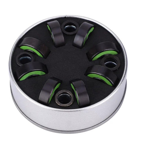 Premium Chrome Steel Skateboard Bearings With Extended Inner Ring For Zero Wobble And Razor Sharp Alignment, Shred Ready For Fast Longboarding, Electric Boards And Slick Smooth High Speed Cruising Rolls Daily