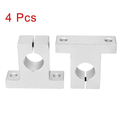 4 pcs Four Pack SK20 Aluminum Linear Motion Rail Clamping Guide Support For 20mm Shaft Low Friction Corrosion Resistant High Precision Sliding Guide Kit For Multi Axis Machinery, shown front view