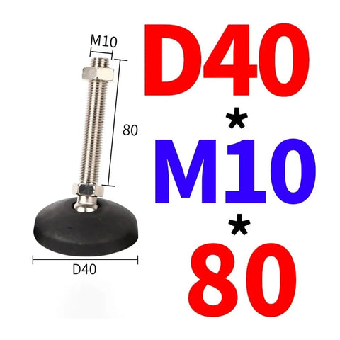 Heavy Duty Adjustable Leveling Feet With Swivel Base For Furniture And Shop Equipment Articulating Stabilizer Leg D40 M10 80mm Carbon Steel