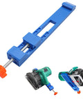 Beast Mode Adjustable Base Guide For Electric Circular Saws And Track Rail Saws, blue base clamp, attached to circular saws