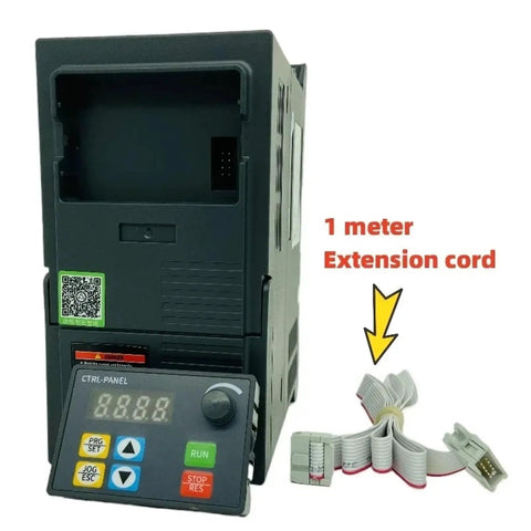 380V Economical VFD Variable Frequency Drive Inverter 1.5KW 2.2KW 3KW 4KW 5.5KW Motor Speed Controller With PLC Ready 321-3KW 1Ph To 3Ph Power Converter, front panel and 1 meter extension cord