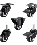 No Sweat Setup Dual Ball Bearing Casters Set Of Four 2.5 Inch Black Furniture Wheels Fits 12X30mm Stems with swift locking brake.