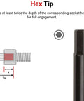 Diagram showing hex tip engagement of 1.5 mm Hex High-Torque Black Oxide Blade Screwdriver With Beefy Torque And Deep Hex Engagement