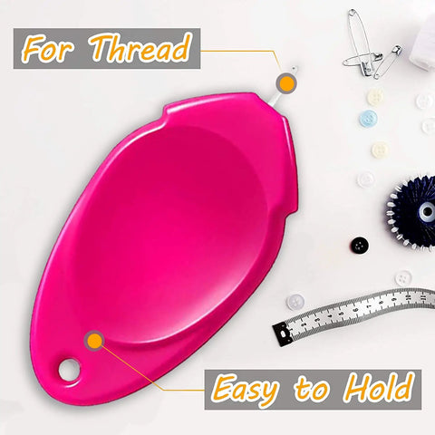 Easy Needle Threader Kit For Sewing Machines And Hand Embroidery, pink leaf-shaped tool with easy grip and clear box