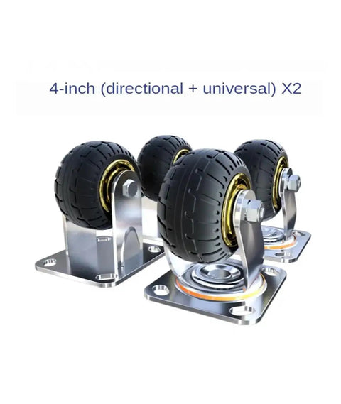 4 Pack Of 8 Inch Heavy Duty Stem Mount Caster Wheels With Swivel And Directional Brake Combo Silent Rubber Rollers close up view