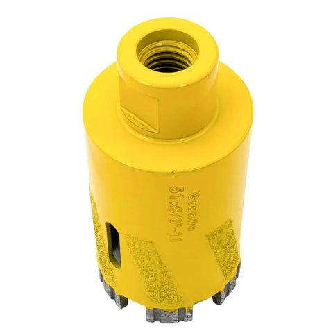 2 Inch Diamond Core Drill Bit for Dry and Wet Use with Vacuum Brazed Granite Hole Saw Pro Grade Core Bit, yellow with 5/8-11 thread