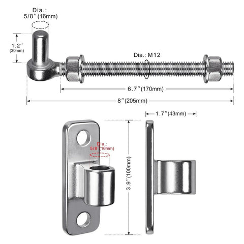 Heavy Duty Stainless Steel Gate Hinge Weld On With Eyelet Hinge Plate For Garden Use 8 Inch Rust Resistant Outdoor Hardware