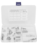 Stainless Steel Clevis Pin Assortment Kit With Round And Flat Head Pins, 12 Sizes T Shaped Pins, 96 Pieces in plastic case