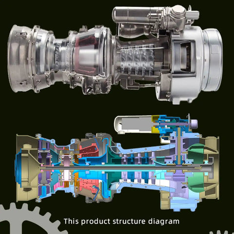 Quarter Scale Turboshaft Engine Model Kit With Metal Simulation, showing internal structure and components diagram.