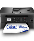 Compact Desktop Wireless Color Inkjet All In One Printer Featuring Auto Duplex And Lightning Fast Copy Scan Fax Plus Cloud Sync Ready Alexa Integrated For Zero Hassle Setup with paper output.