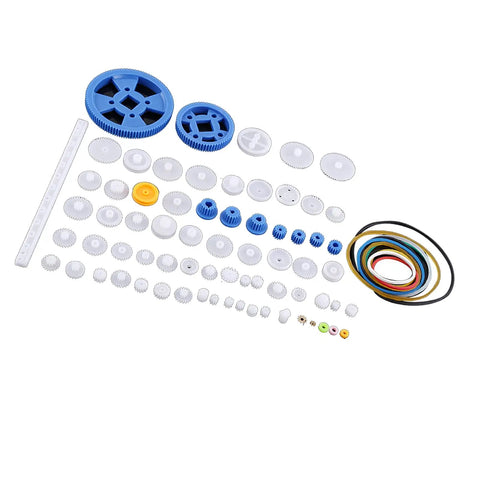 64 Kinds Plastic Gears, Pulleys, And Belts Kit For Robot Motors, Engineering Projects, And Model Making, Durable Plastic Components For DIY Builders