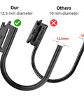Comparison of E Track J Hooks showing 12.5mm diameter vs 10mm diameter for Trailer Heavy Duty use.